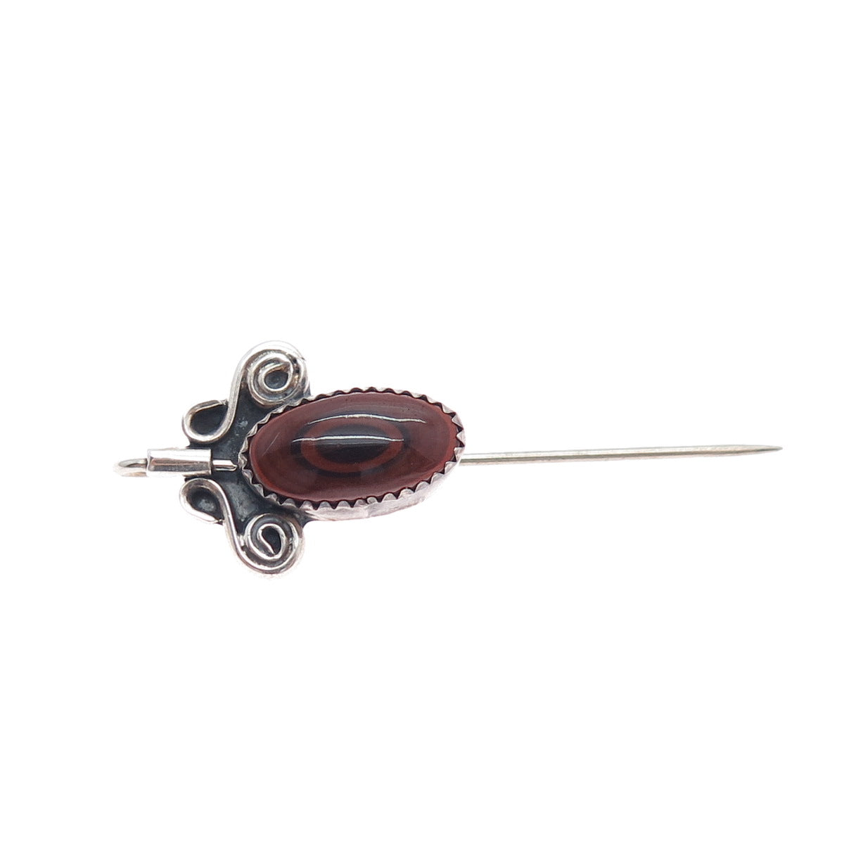 Old Pawn 925 Sterling Silver Vintage Southwestern Red Agate Tribal Lapel Pin