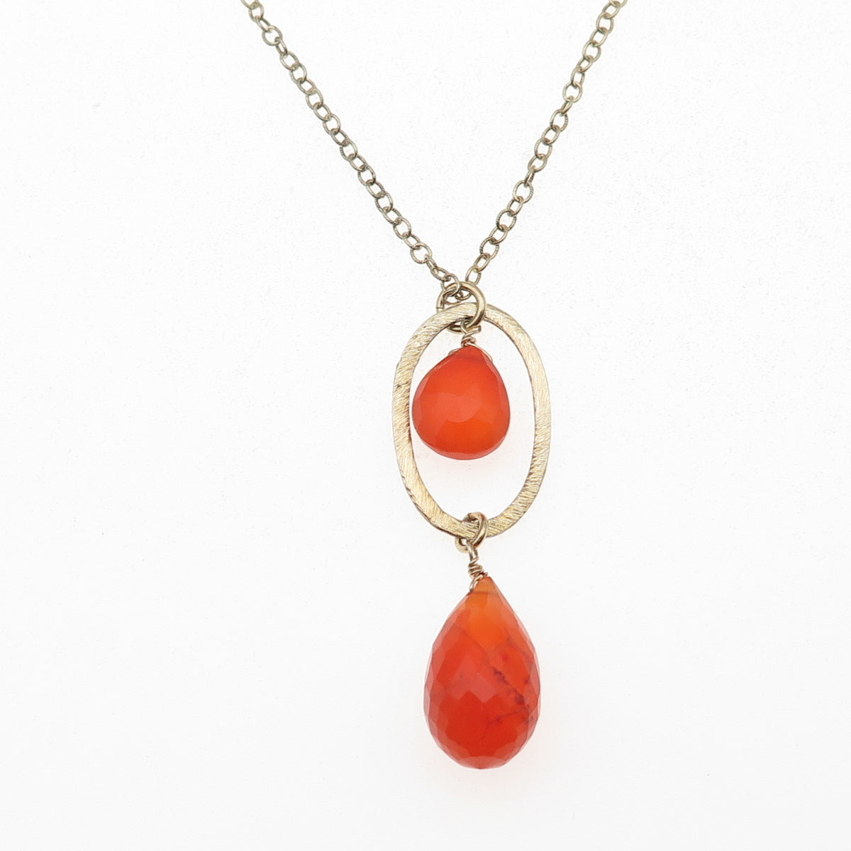 925 Sterling Silver Gold Plated Real Carnelian Chain Necklace 18-20"