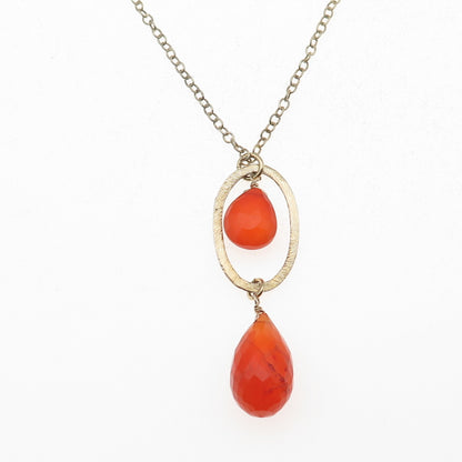 925 Sterling Silver Gold Plated Real Carnelian Chain Necklace 18-20"