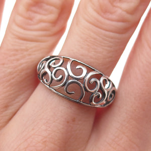Nevada 925 Sterling Silver Vintage Spiral Oxidized Ring Size 8.25