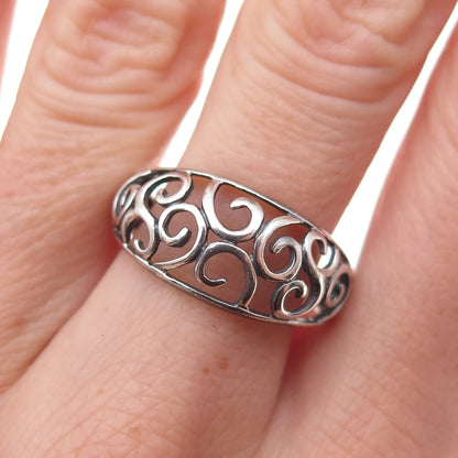 Nevada 925 Sterling Silver Vintage Spiral Oxidized Ring Size 8.25