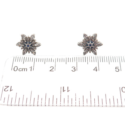 Pandora 925 Sterling Silver White & Blue C Z Sparkling Snowflake Stud Earrings