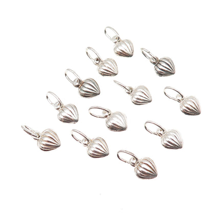 Old Stock 925 Sterling Silver Vintage Italy SET of 12 Heart Mini Charm Pendants