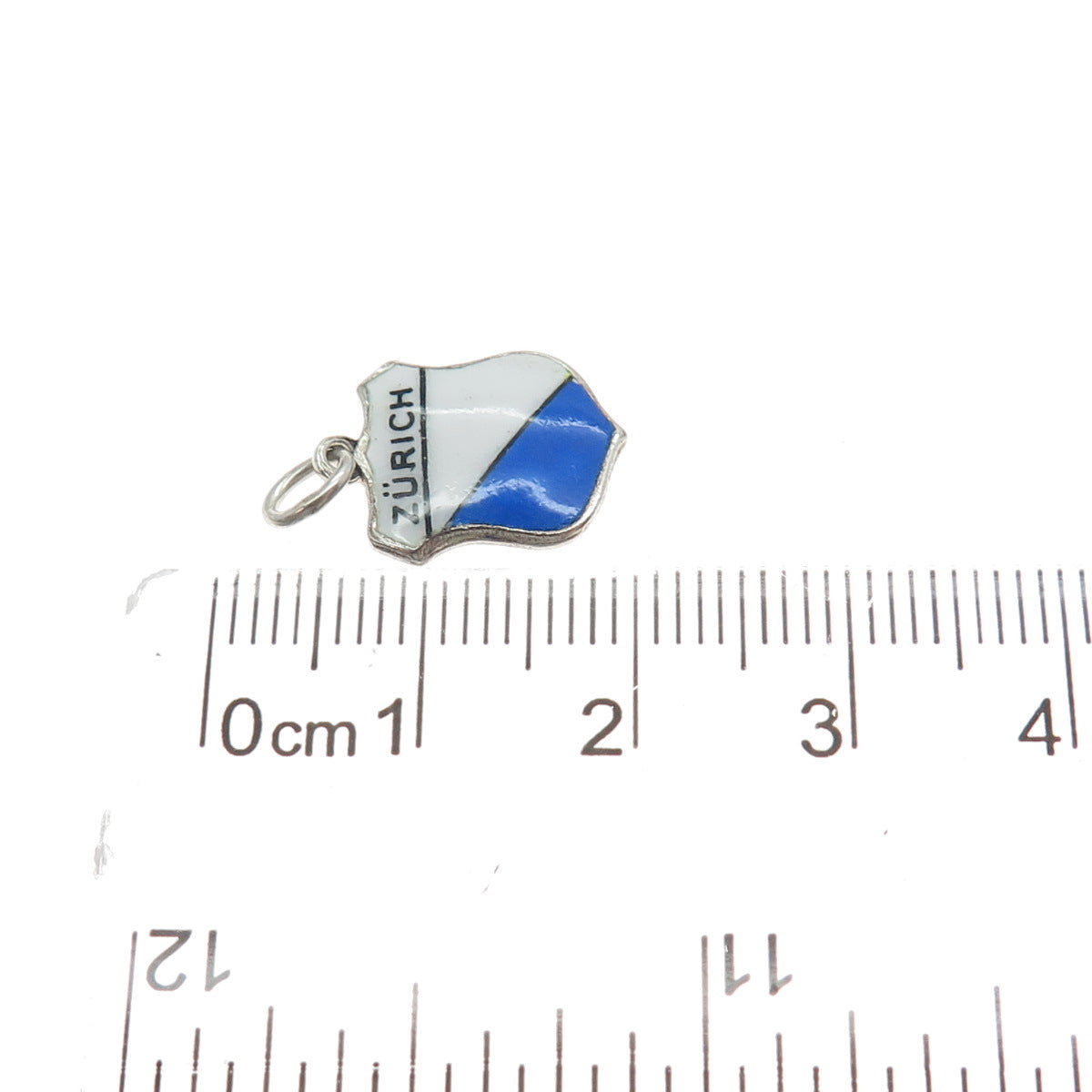 KARO 800 Silver Vintage Enamel Zurich Flag Minimalist Charm Pendant