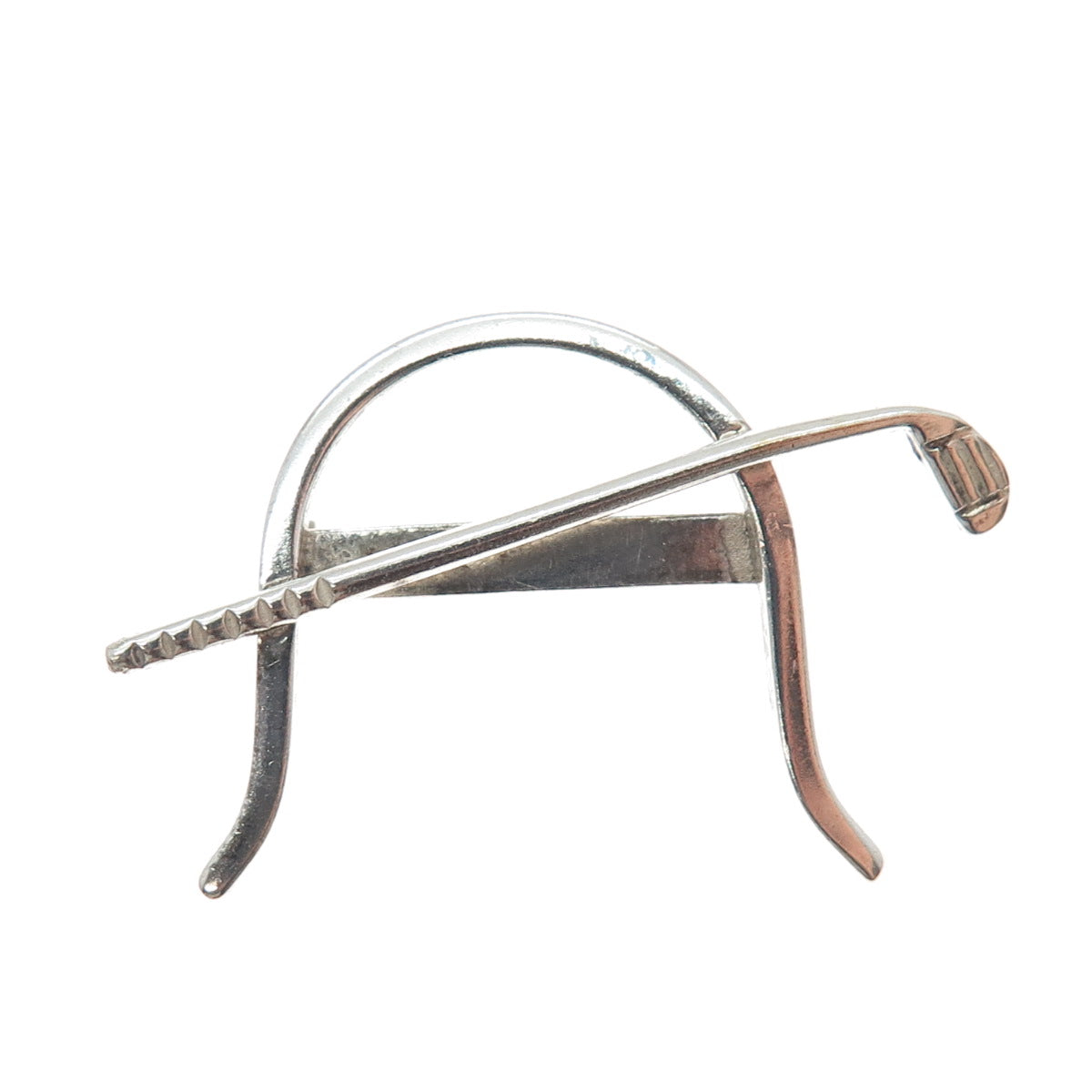 LEONORE DOSKOW 925 Sterling Silver Vintage Golf Club For Good Luck Pin Brooch
