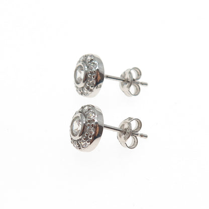 925 Sterling Silver Round-Cut C Z Stud Earrings