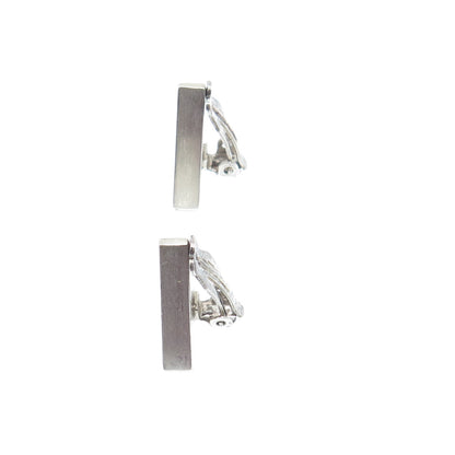 925 Sterling Silver Vintage Poland Modernist Triangle Clip On Earrings