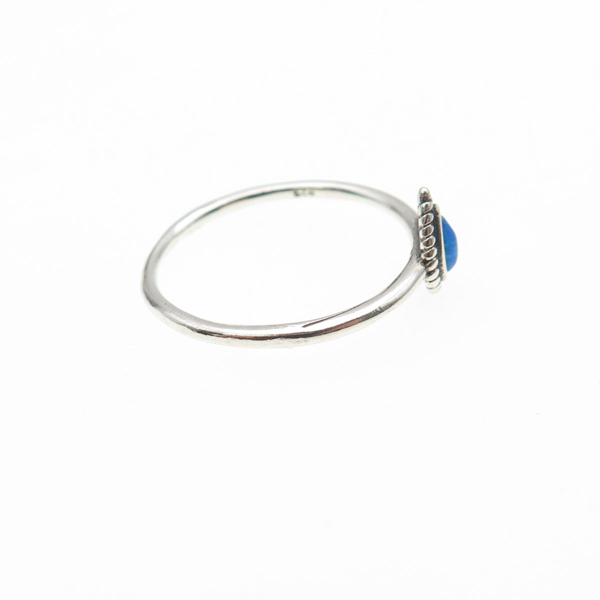 925 Sterling Silver Vintage Real Opal Teardrop Oxidized Ring Size 6