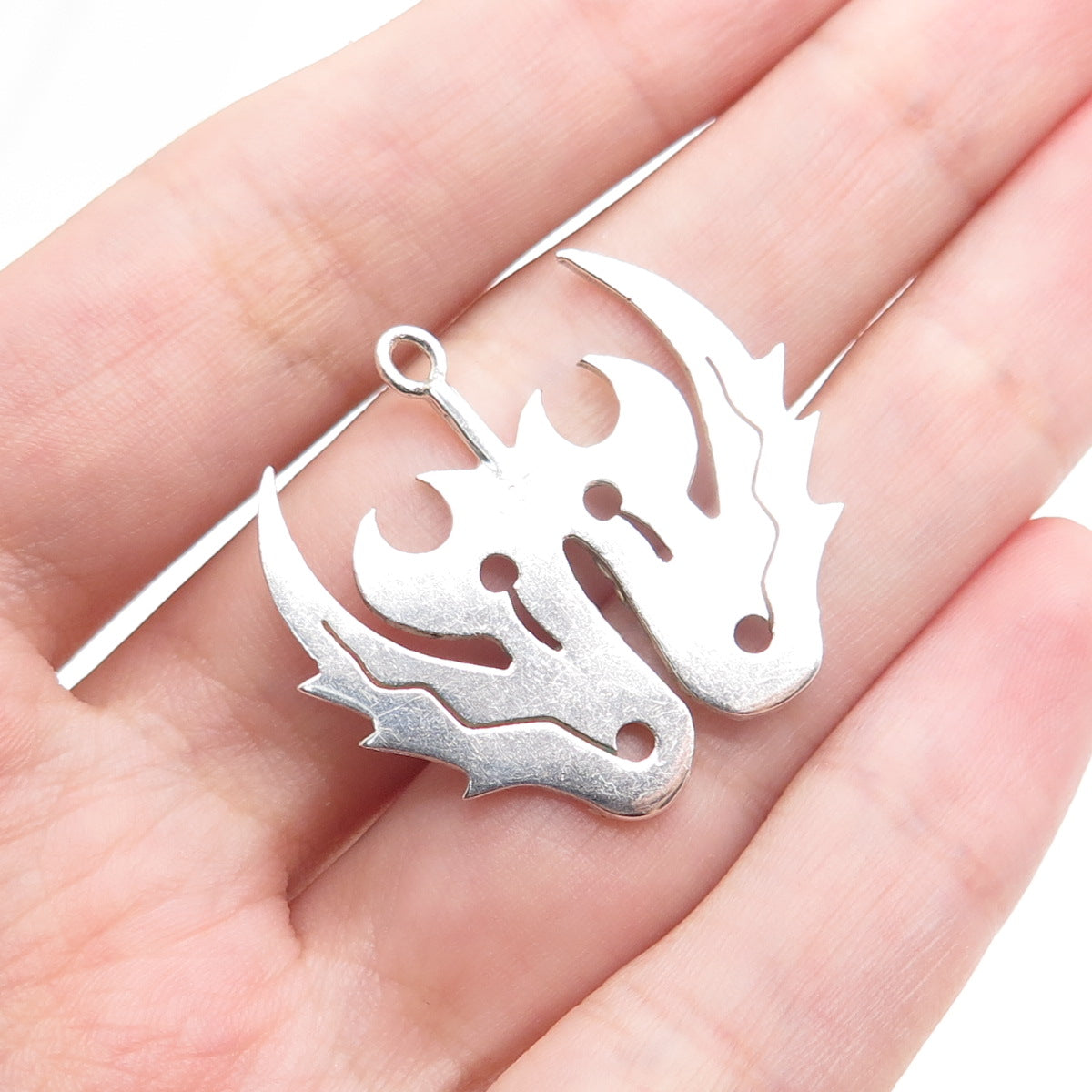 925 Sterling Silver Vintage Flame Anchor Biker Charm Pendant
