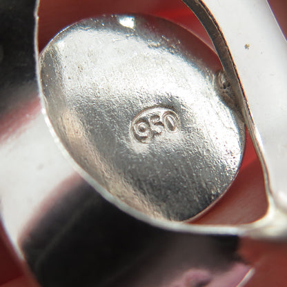950 Silver Vintage Real Chrysocolla Gemstone Modernist Ring Size 4.75
