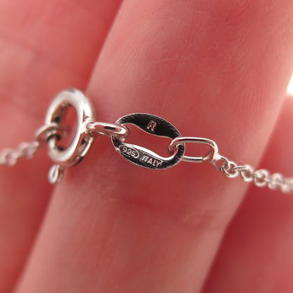 925 Sterling Silver Real Blue & White Diamond Heart Cable Chain Necklace 18"