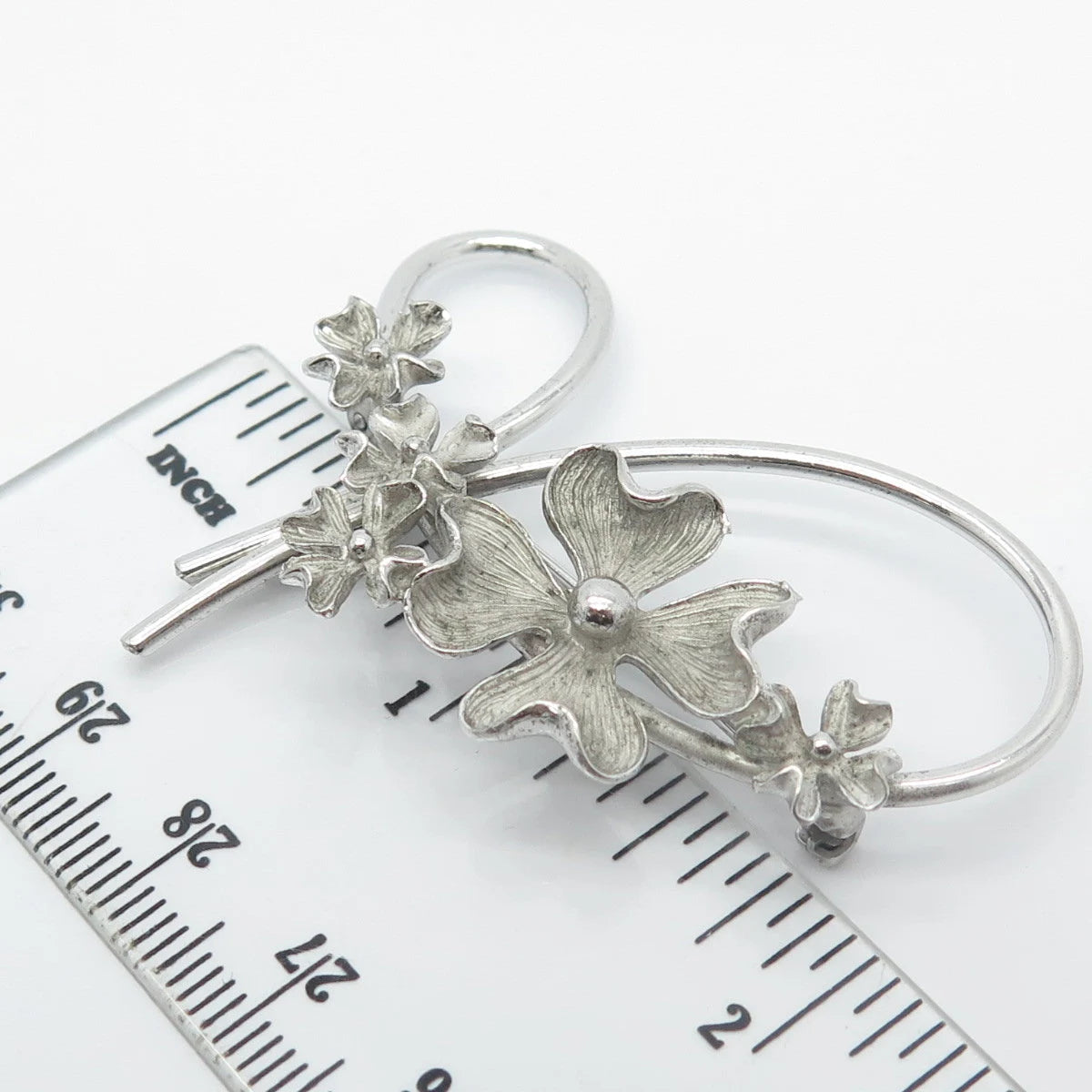925 Sterling Silver Vintage Beau Floral Pin Brooch
