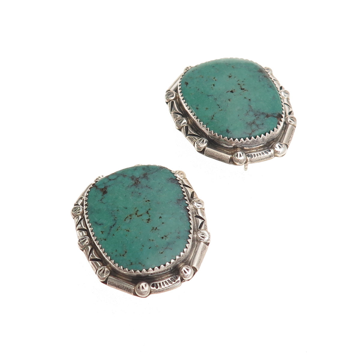 Patricia Platero Navajo Old Pawn 925 Sterling Vintage Turquoise Tribal Earrings
