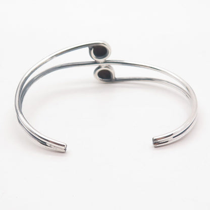 925 Sterling Silver Vintage Beaded Adjustable Cuff Bracelet 6.75"