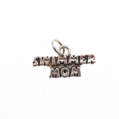Sundancer 925 Sterling Silver Vintage Swimmer Mom Oxidized Mini Charm Pendant