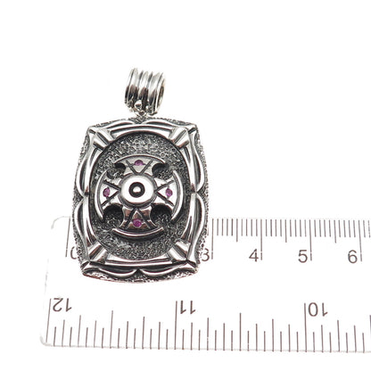 Jolusa 925 Sterling Silver Real Ruby Cross Oxidized Pendant