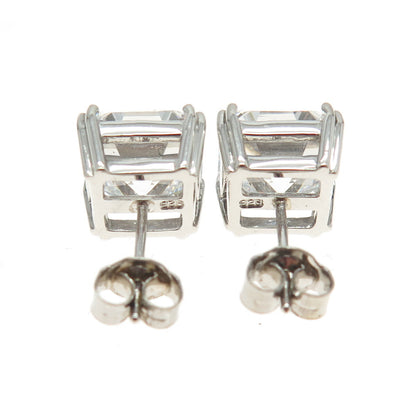 925 Sterling Silver Cushion-Cut Shaped C Z Stud Earrings
