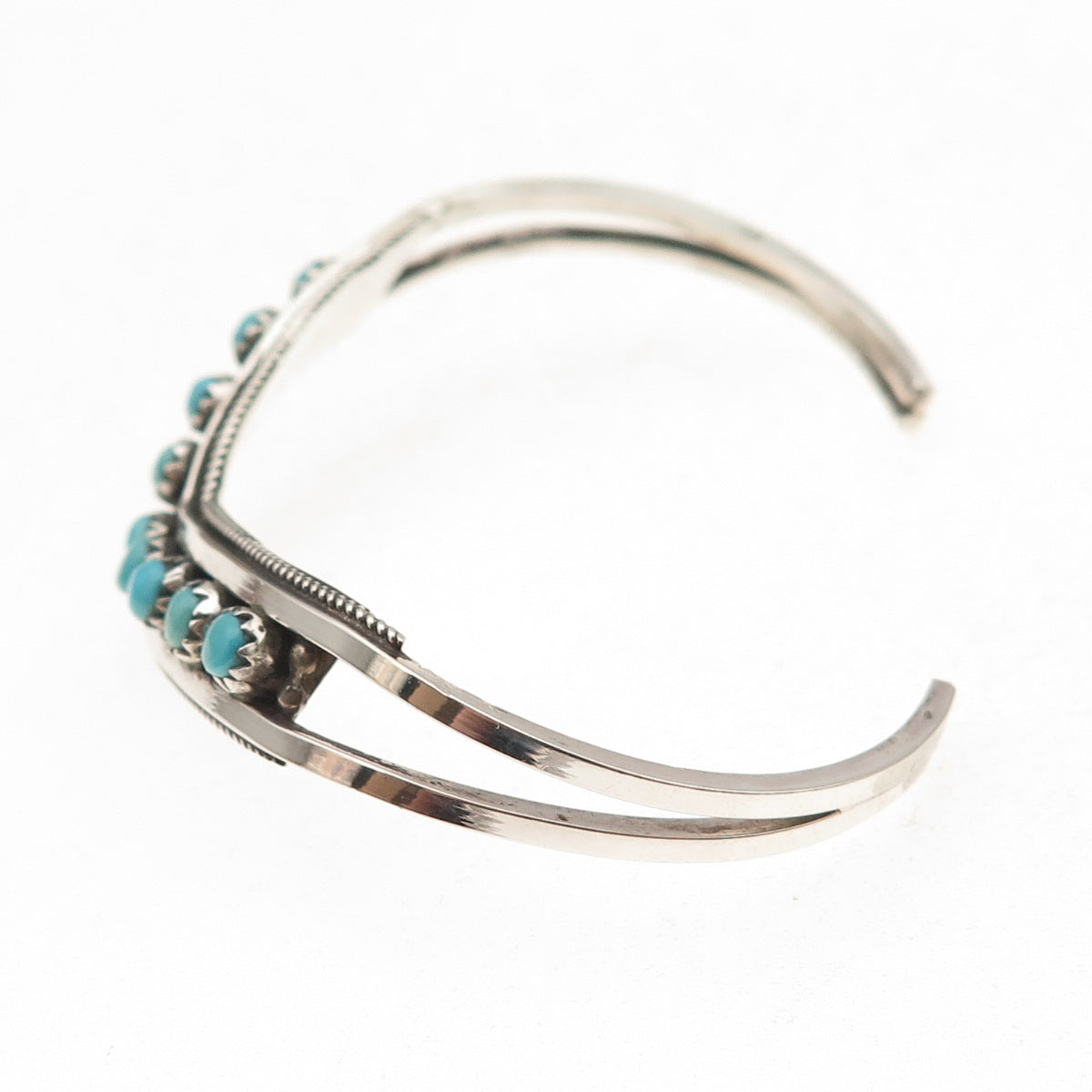 Old Pawn Sterling Silver Vintage Turquoise Snake Eye Adjustable Bracelet 5.5"