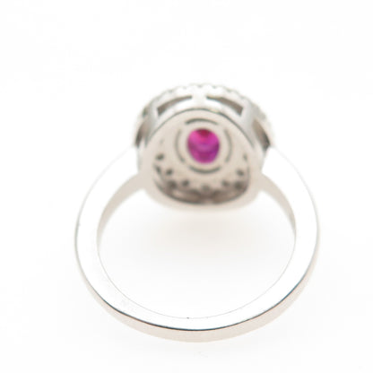 925 Sterling Silver Vintage Lab-Created Ruby & C Z Bohemian Ring Size 6