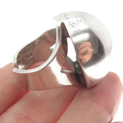 925 Sterling Silver Vintage Mexico Modernist Dome Adjustable Ring Size 6.5