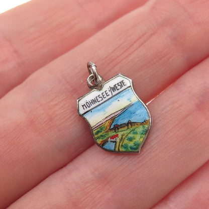 Fritz Reu & Co. 800 Silver Vintage Enamel Mohne Reservoir Mini Charm Pendant