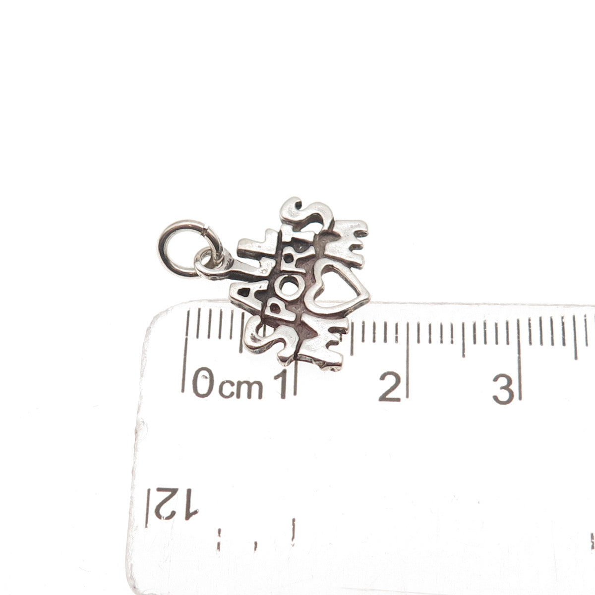 925 Sterling Silver Vintage All Sports Mom Heart Oxidized Mini Charm Pendant