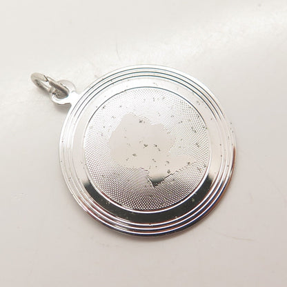 925 Sterling Silver Vintage Man Profile Round Pendant