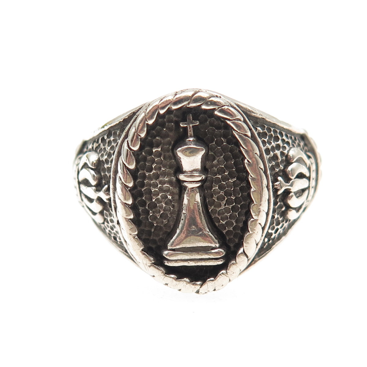 925 Sterling Silver Vintage Grandmaster Oxidized Signet Ring Size 12