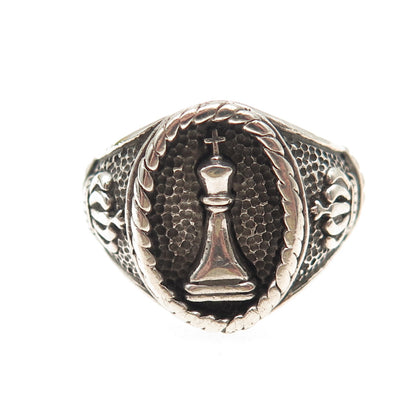 925 Sterling Silver Vintage Grandmaster Oxidized Signet Ring Size 12
