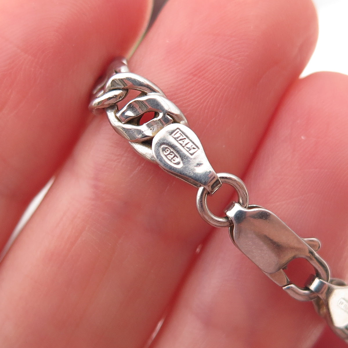925 Sterling Silver Vintage Italy Double Cuban Link Bracelet 7.5"