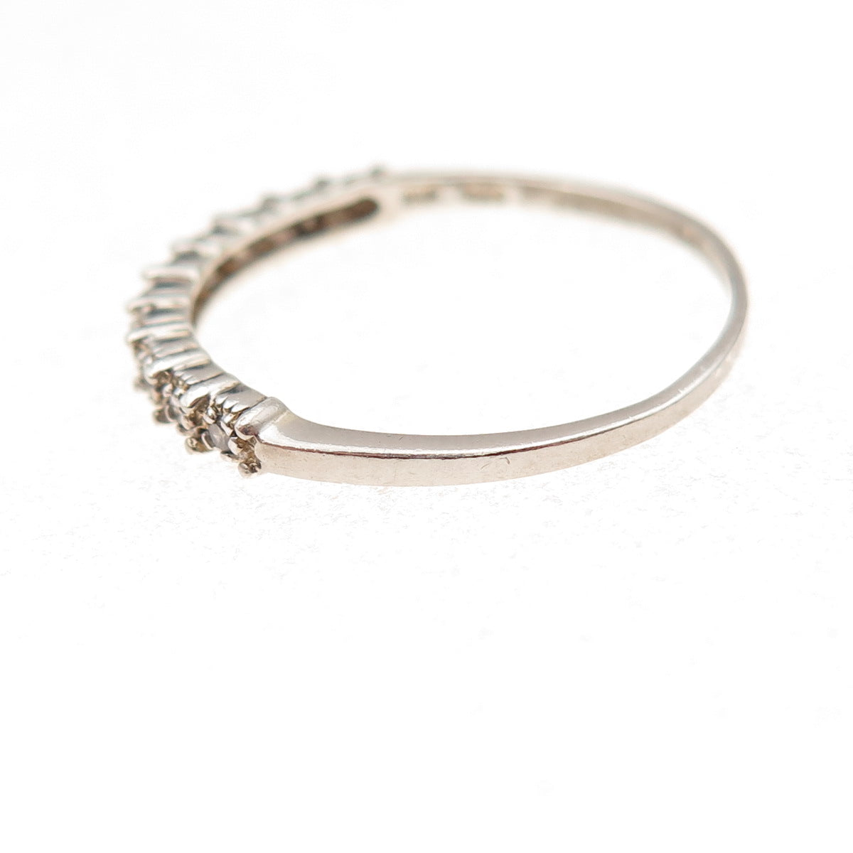 925 Sterling Silver Real Round-Cut Diamond Half Eternity Band Ring Size 10