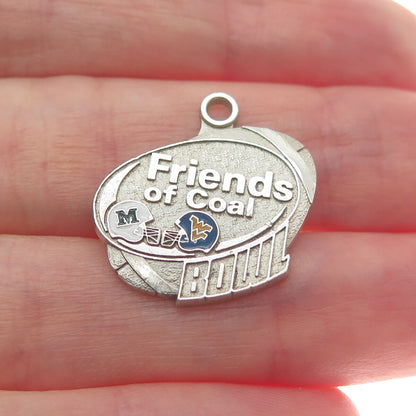 925 Sterling Silver Vintage Enamel Friends of Coal Bowl Minimalist Charm Pendant