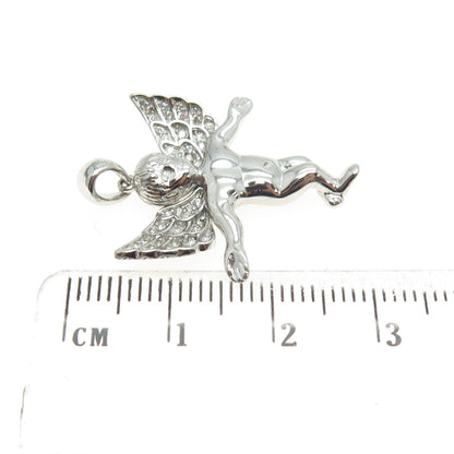 925 Sterling Silver Round-Cut C Z Cherub Pendant