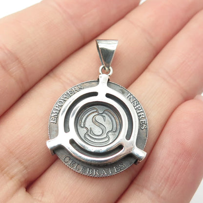 925 Sterling Silver Vintage "Serene Empowers Inspires Celebrated" Oryx Pendant