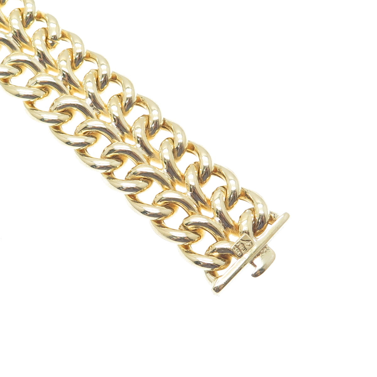 GIOIELLI DI VALENZA Sterling Gold Plated Vintage Double Curb Link Bracelet 7.25"