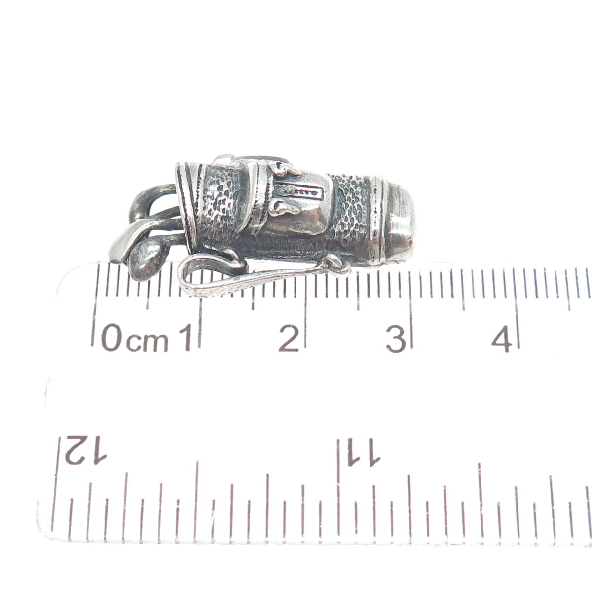 925 Sterling Silver Vintage Golf Club Oxidized 3D Charm Pendant