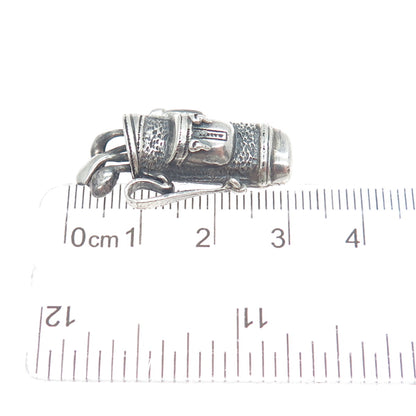 925 Sterling Silver Vintage Golf Club Oxidized 3D Charm Pendant