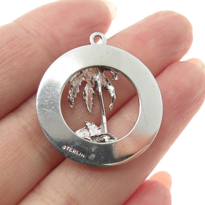 925 Sterling Silver Vintage Nassau Bahamas Palm Tree Charm Pendant