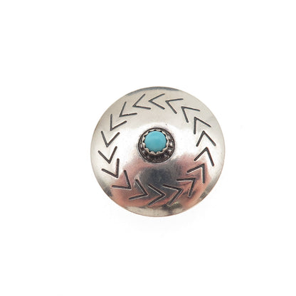 Old Pawn Sterling Silver Vintage Turquoise Snake Eye Concho Tribal Clip Button