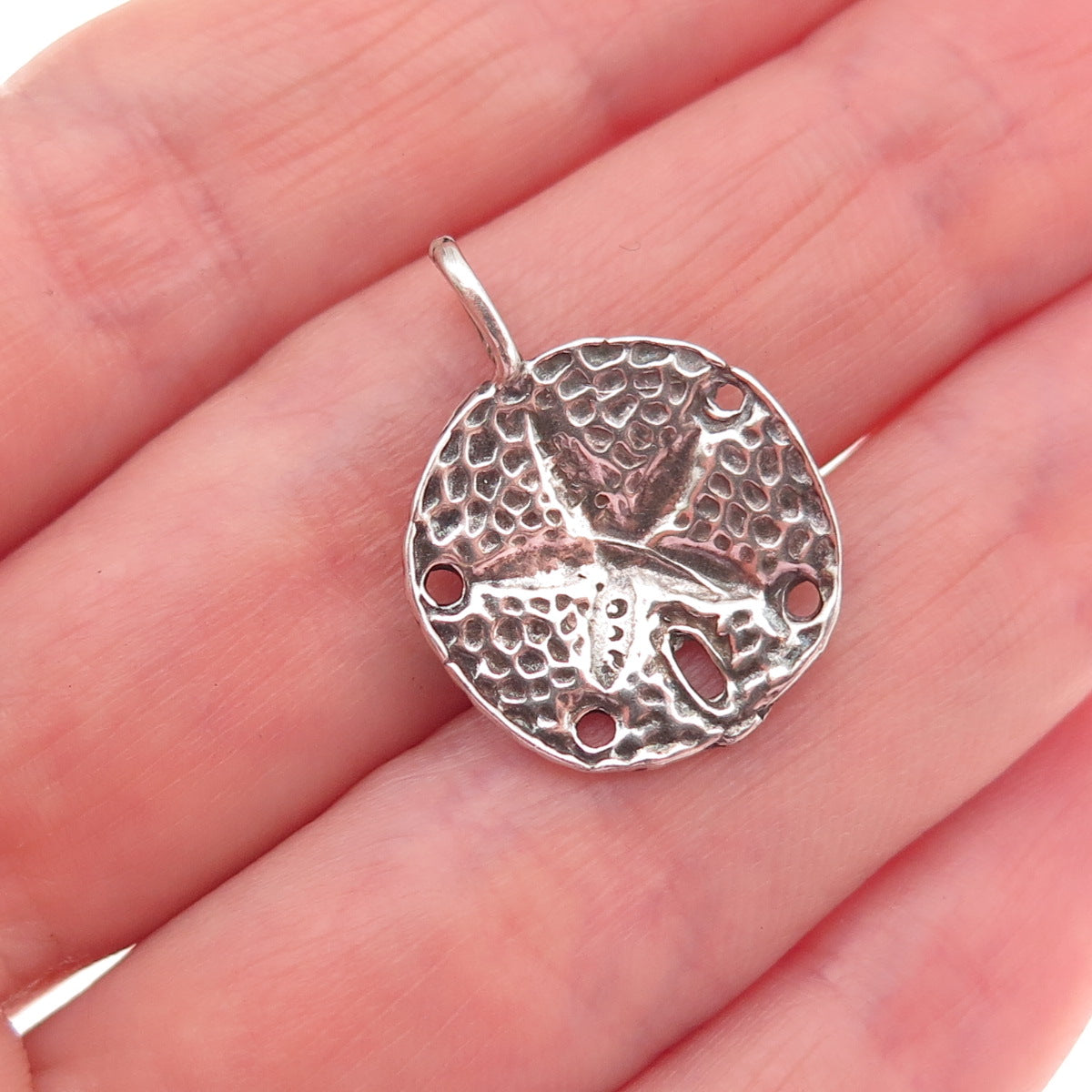 925 Sterling Silver Vintage Sand Dollar Oxidized Charm Pendant