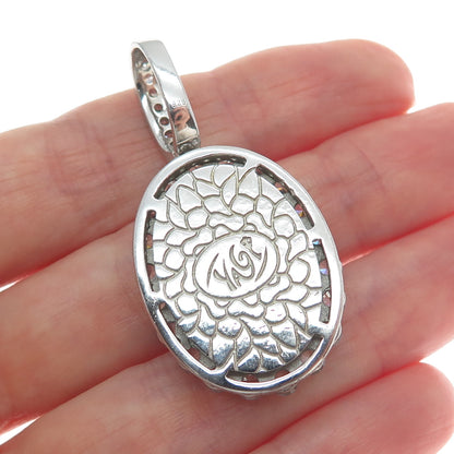 DESIGNS BY YAGI 925 Sterling Silver Round-Cut C Z Sparkle Oval Pendant