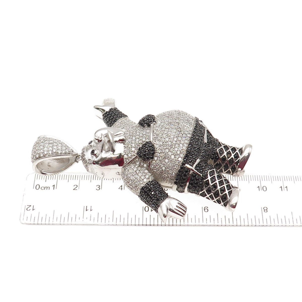 925 Sterling Black & White C Z Peter Griffin Family Guy Heavy 77.6g Pendant