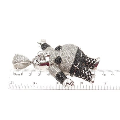 925 Sterling Black & White C Z Peter Griffin Family Guy Heavy 77.6g Pendant