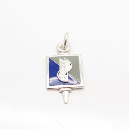 925 Sterling Silver Vintage D.G. Elsen Enamel Church Pendant
