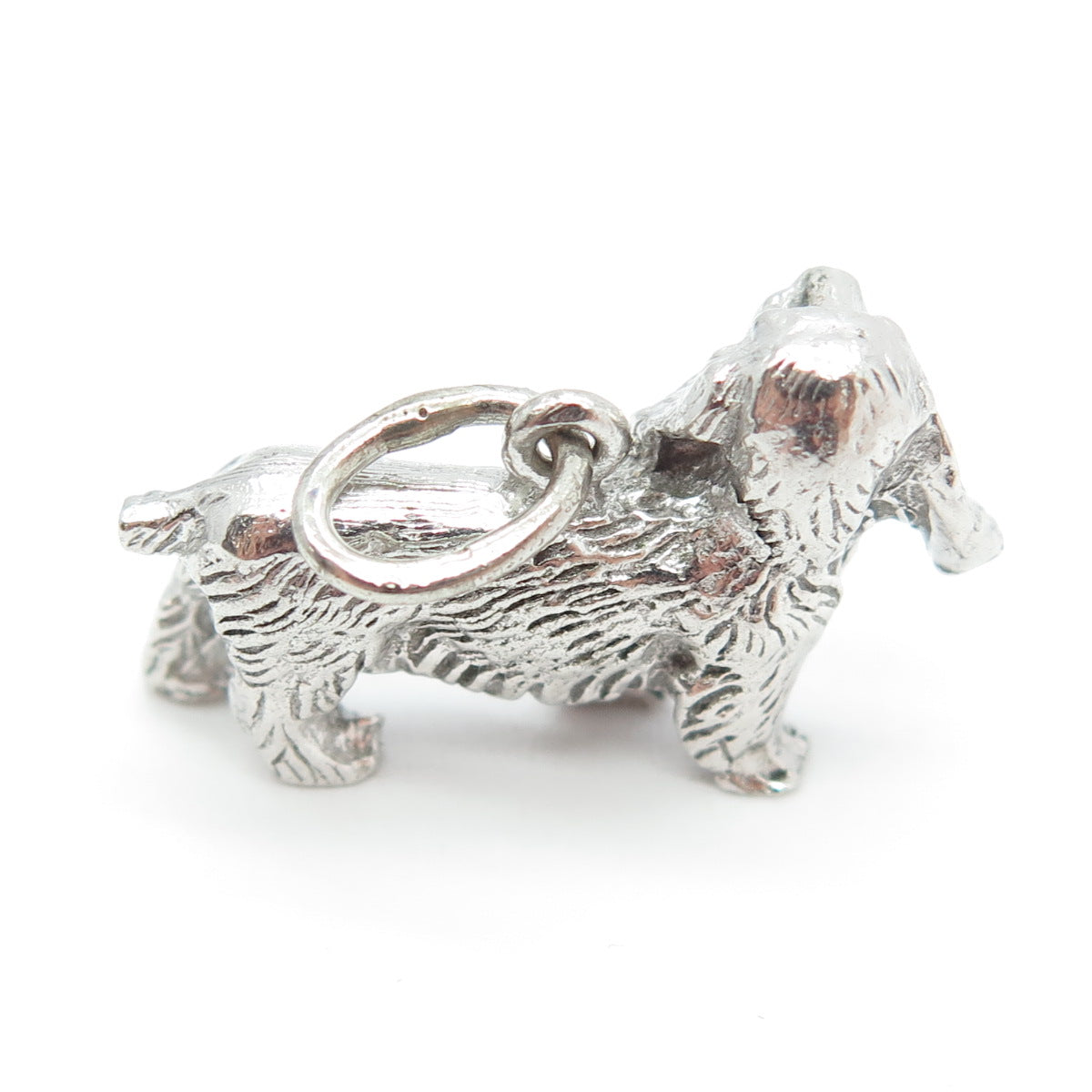 925 Sterling Silver Antique Art Deco King Charles Spaniel Dog 3D Charm Pendant