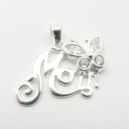 HAN 925 Sterling Silver C Z "MOM" Butterfly Pendant