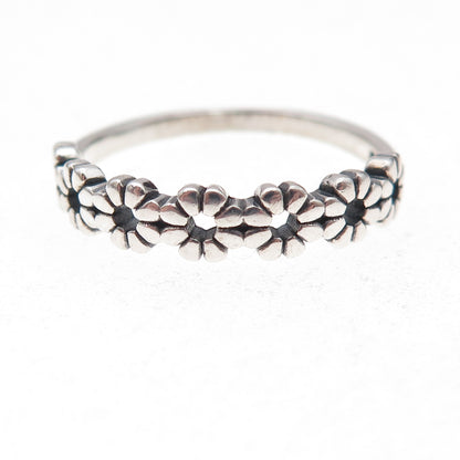 925 Sterling Silver Vintage Daisy Flower Oxidized Ring Size 9.75