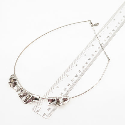 HAGIT GORALI 925 Sterling Silver Vintage Israel Modernist Chain Necklace 16-20"