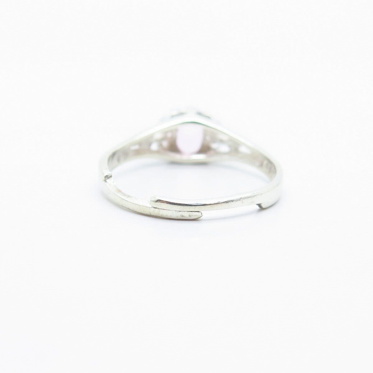 925 Sterling Silver Pink C Z Adjustable Ring Size 6.5