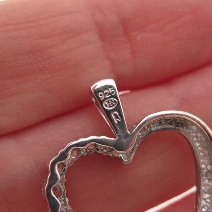 HN Heng Ngai 925 Sterling Silver Round-Cut C Z Heart Charm Pendant
